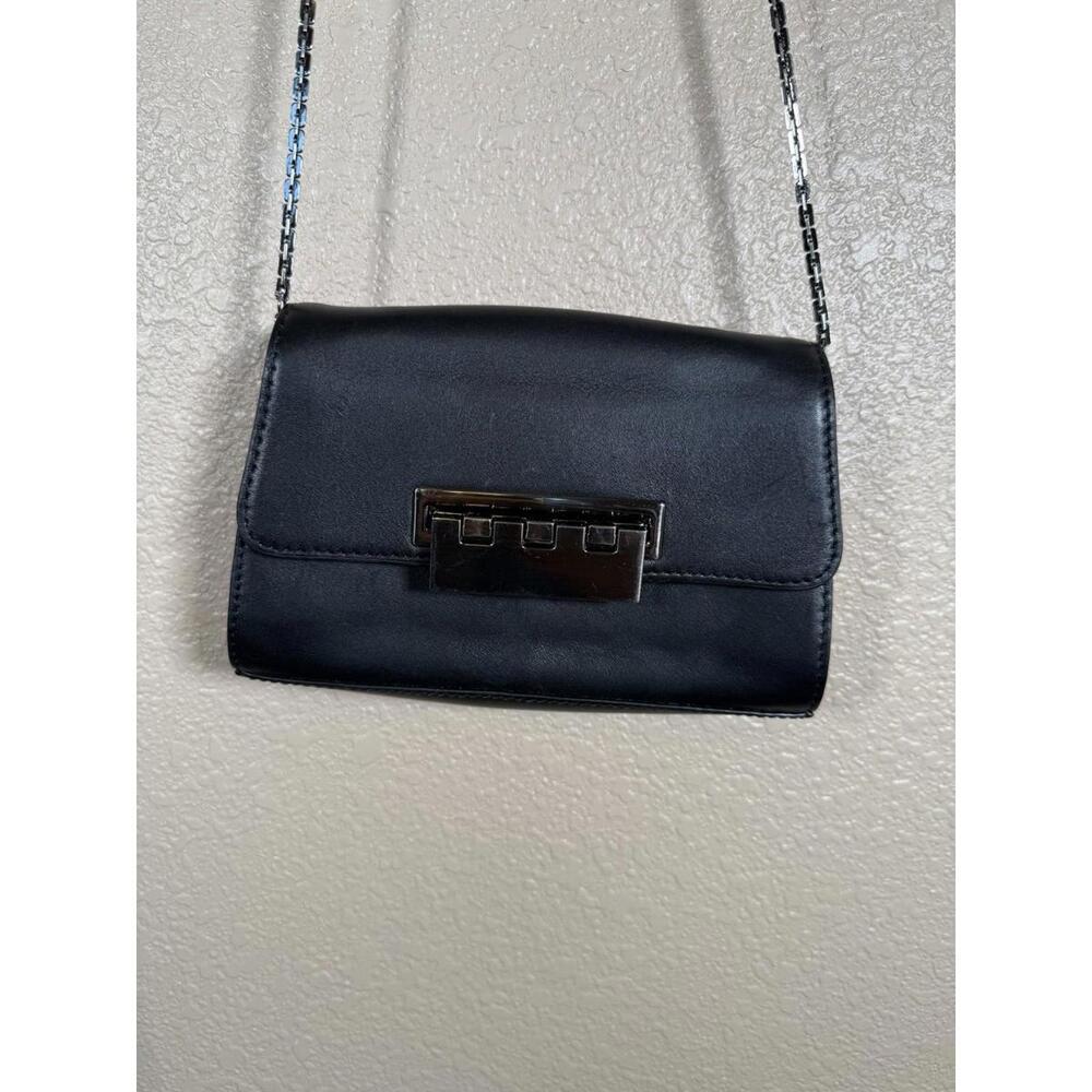 ZAC Posen Black Cream Mini Eartha Leather Crossbody shoulder bag Chain Strap